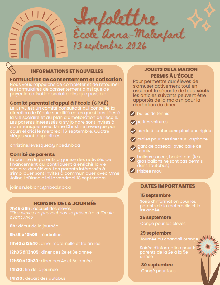 Infolettre - septembre 2026